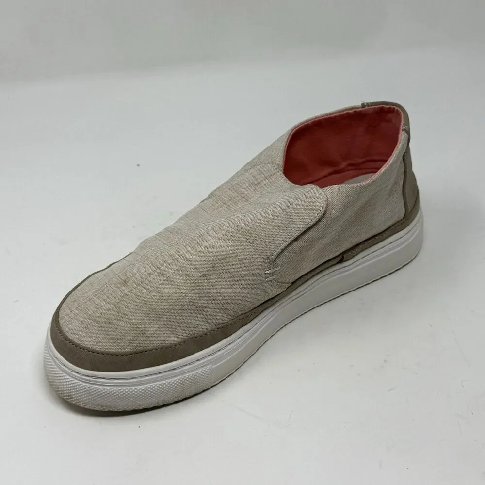 Hey Dude Peyton Sneakers Womens 9 Beige Chambray Mid Top Slip On Casual Shoes
